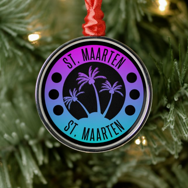 St. Maarten Blue Gradient Sint Martin Metal Ornament (Tree)