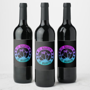 St. Maarten Blue Gradient Sint Martin Wine Label