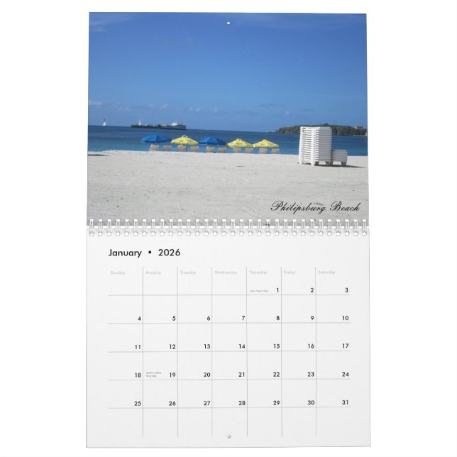 St. Maarten Custom Printed Calendar (Jan 2026)