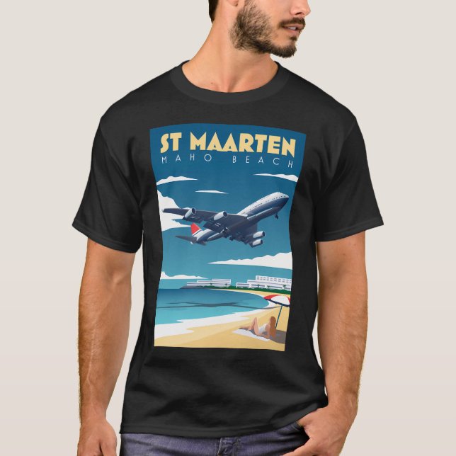 St Maarten - Maho Beach Aviation T-Shirt (Front)