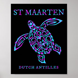 St. Maarten Sea Turtle Boys Girls Womens Vacation Poster