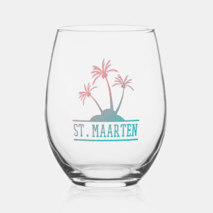 St. Maarten   Sint Martin Gradient Stemless Wine Glass