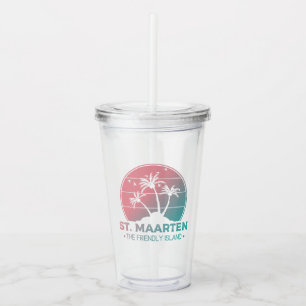 St. Maarten Sint Martin Retro Gradient Acrylic Tumbler