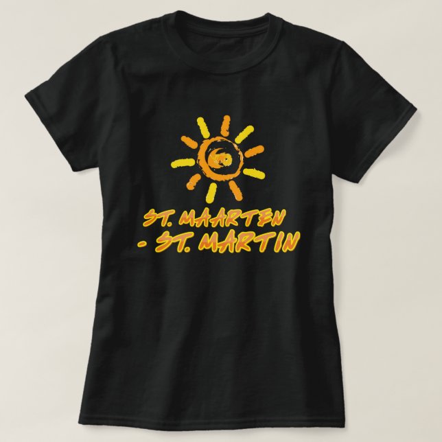 St. Maarten - St. Martin bright yellow & orange T-Shirt (Design Front)