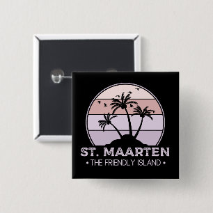 St. Maarten The friendly Island retro Sint Martin 15 Cm Square Badge
