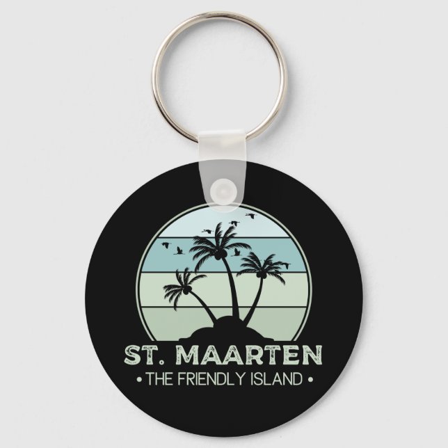 St. Maarten The friendly Island retro Sint Martin Key Ring (Front)