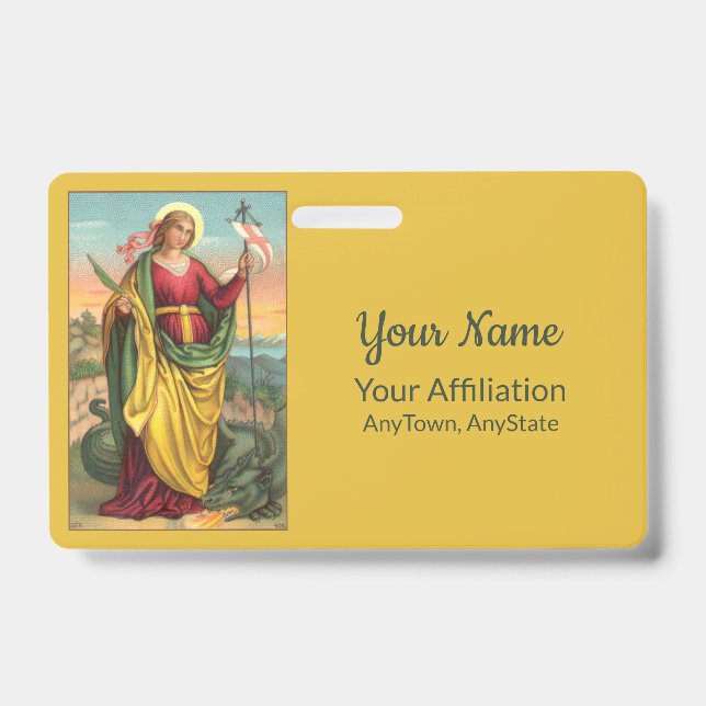 St. Margaret with Dragon and Resurrection Banner ID Badge (Front)