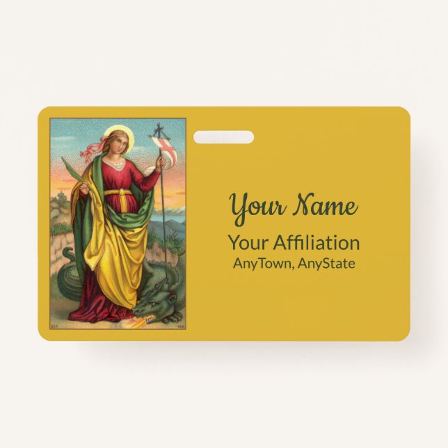 St. Margaret with Dragon and Resurrection Banner ID Badge (Front)