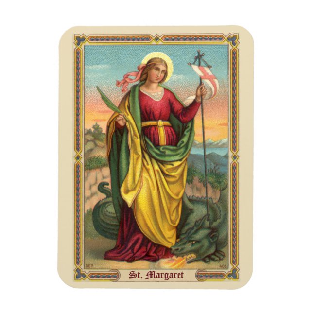 St. Margaret with Dragon and Resurrection Banner Magnet (Vertical)