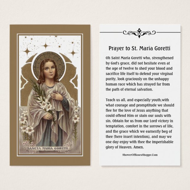 St. Maria Goretti Catholic  Prayer Holy Card (Front & Back)