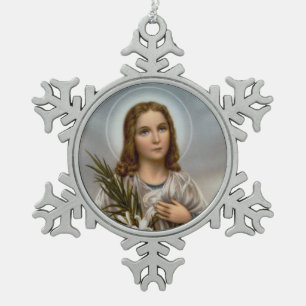 St. Maria Goretti Martyr Snowflake Pewter Christmas Ornament