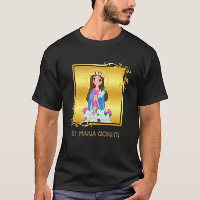 St Maria Goretti Purity Catholic Saints Lily Symbo T-Shirt (Front)
