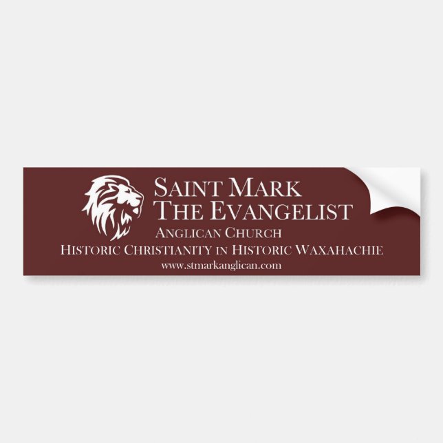 St. Mark the Evangelist Anglican bumper sticker (Front)
