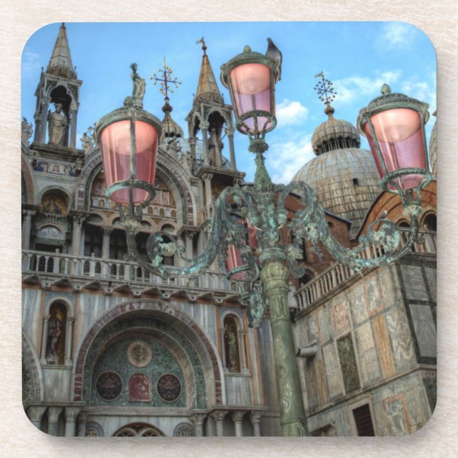 St. Marks and Lamp, Venice, Italy Coaster (Front)