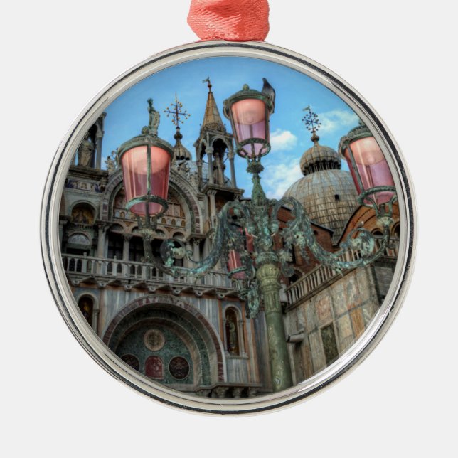 St. Marks and Lamp, Venice, Italy Metal Ornament (Front)