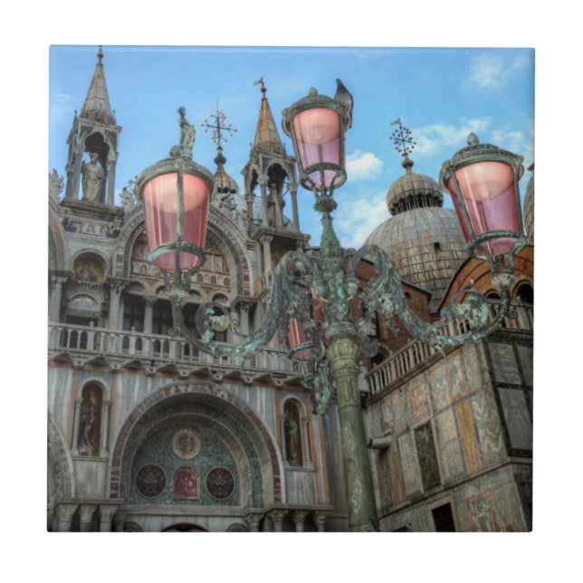 St. Marks and Lamp, Venice, Italy Tile (Front)