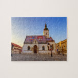 St. Mark's Church and square by sunset in Zagreb, Jigsaw Puzzle<br><div class="desc">St. Mark's Church and square by sunset in Zagreb,  Croatia</div>