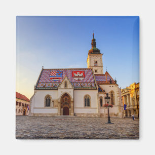 St. Mark's Church and square by sunset in Zagreb, Magnet