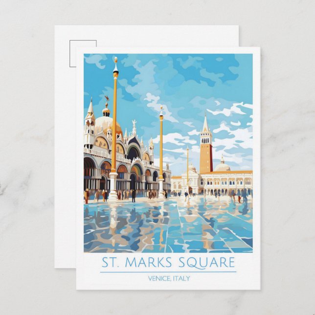 St Marks Square Venice Italy Vintage Travel  Postcard (Front/Back)