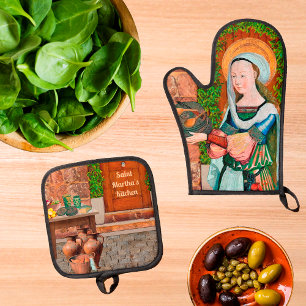 St. Martha of Bethany in Her Kitchen Oven Mitt & Pot Holder Set