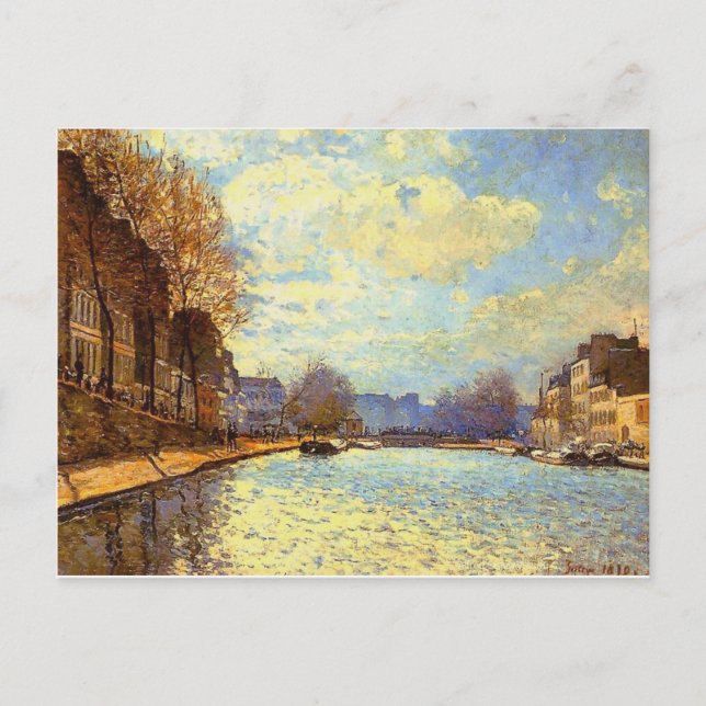 St Martin Canal by Sisley Impressionist Painting Postcard (Front)