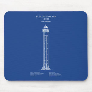 St. Martin Island Lighthouse - Michigan – AD Mouse Pad