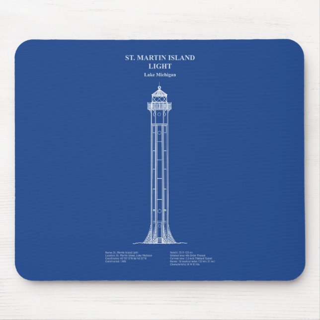 St. Martin Island Lighthouse - Michigan – AD Mouse Pad (Front)
