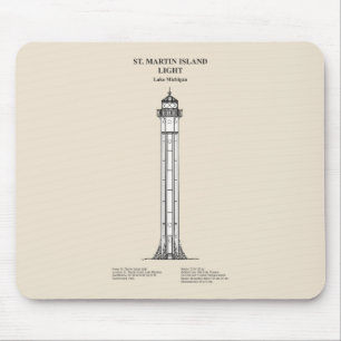 St. Martin Island Lighthouse - Michigan - SBD Mouse Pad