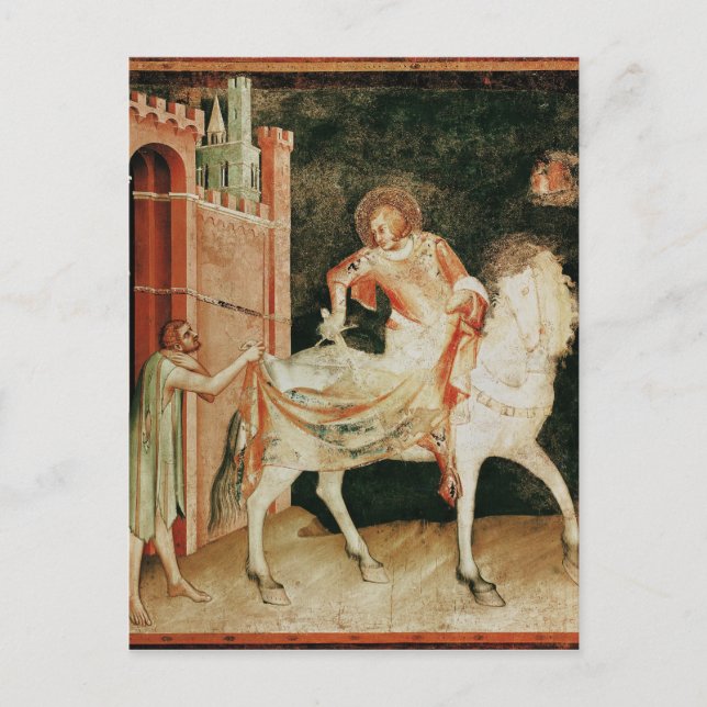 St. Martin sharing his cloak with the beggar Postcard (Front)