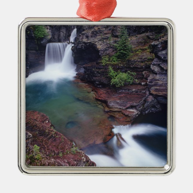 St Mary Falls in Glacier National Park in Metal Ornament (Front)