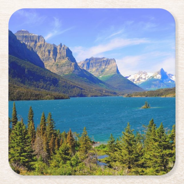 St. Mary Lake,  Glacier National Park,  Montana Square Paper Coaster (Front)