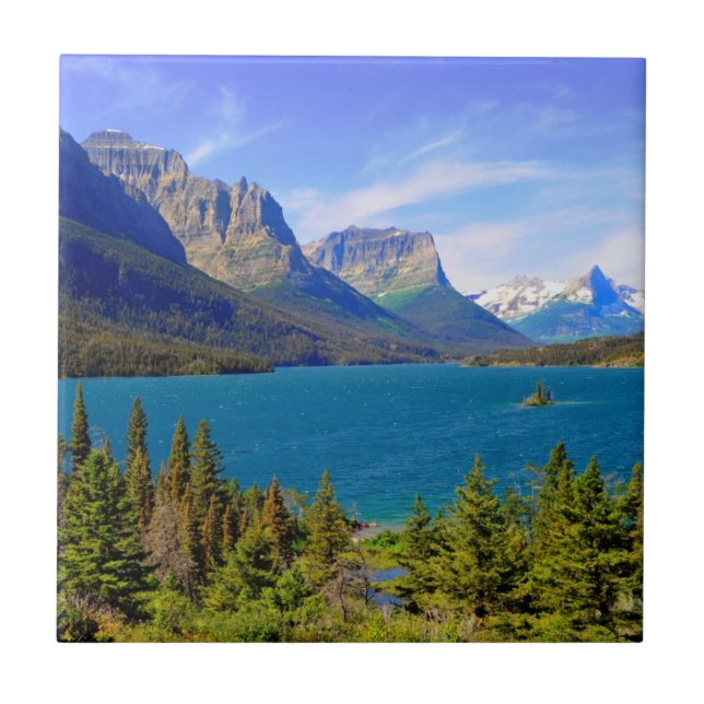 St. Mary Lake,  Glacier National Park,  Montana Tile (Front)