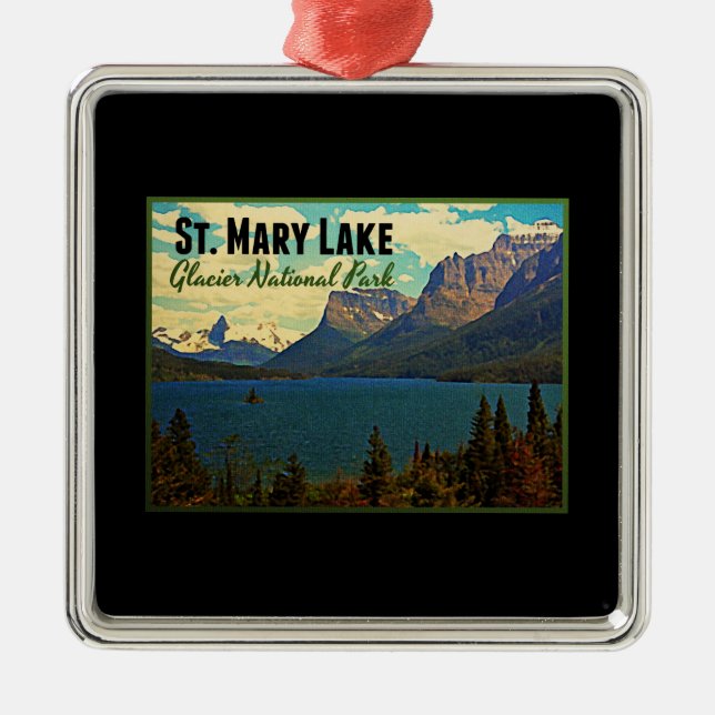 St. Mary Lake Glacier NP Metal Ornament (Front)