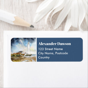 St Mary Lighthouse Whitley Bay Newcastle upon Tyne Return Address Label