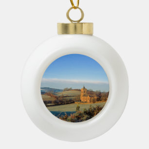 St Mary's Crosthwaite Holiday Card Poster Photo Bl Ceramic Ball Christmas Ornament