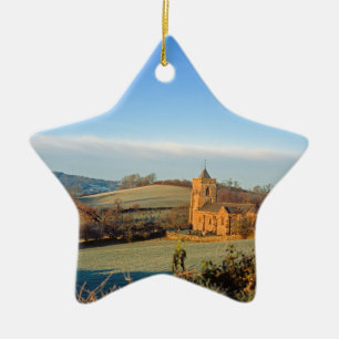 St Mary's Crosthwaite Holiday Card Poster Photo Bl Ceramic Ornament