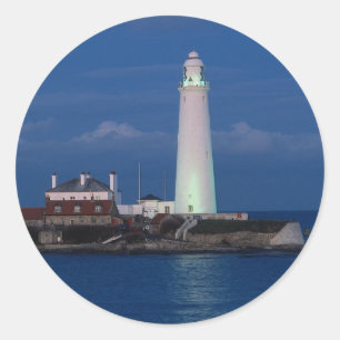 St. Mary's Lighthouse, Whitely Bay, Tyne and Wear, Classic Round Sticker