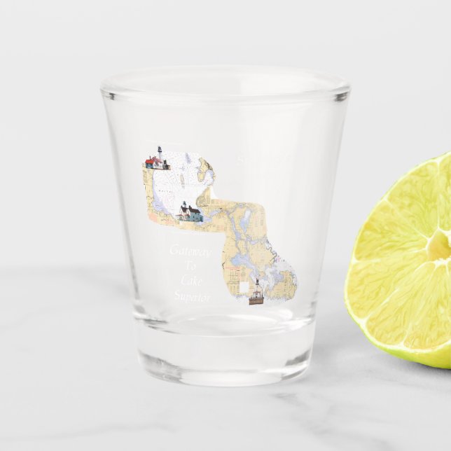 St. Marys River Lighthouse chart shot glass (Front)