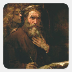 St. Matthew and The Angel, 1655-60 (oil on canvas) Square Sticker