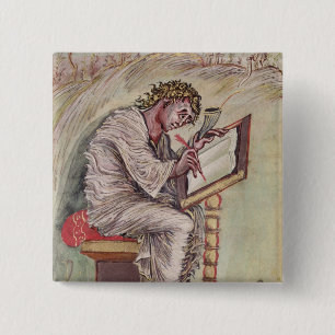 St. Matthew, from the Ebbo Gospels 15 Cm Square Badge