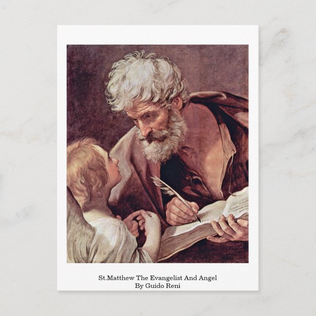 St.Matthew The Evangelist And Angel By Guido Reni Postcard (Front)