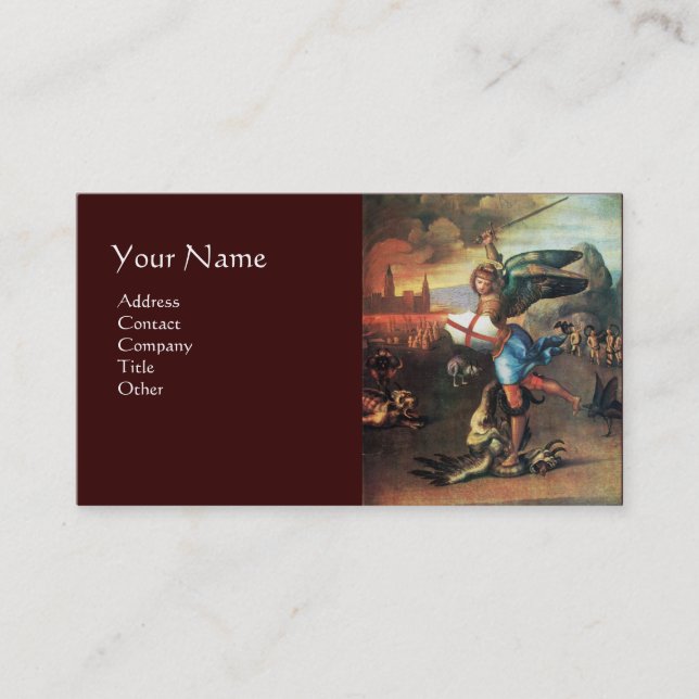 St Michael and the Dragon ,brown Business Card (Front)