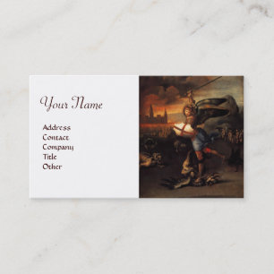 St Michael and the Dragon ,brown white Business Card