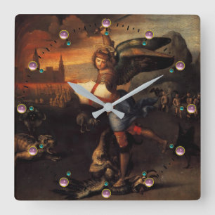 St Michael and the Dragon Square Wall Clock