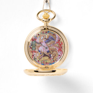 St. Michael Archangel And Dragon Antique Floral Watch