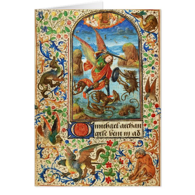 ST. MICHAEL ARCHANGEL AND DRAGON Flemish Prayer (Front)