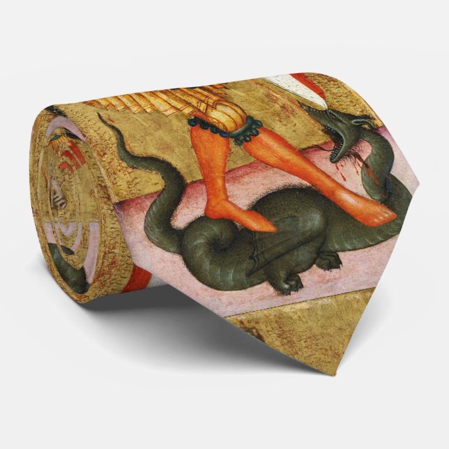 St. Michael Archangel and Dragon Sienese Tie (Rolled)