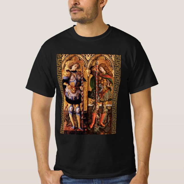 St. Michael Archangel and Saint George with Dragon T-Shirt (Front)