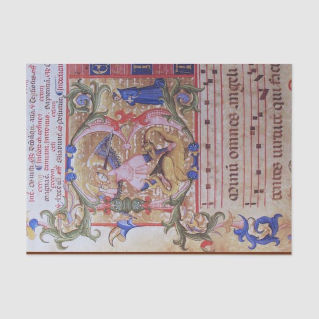St. Michael Archangel Antique Choral Parchment Tissue Paper (Front)