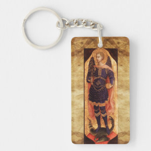 ST MICHAEL ARCHANGEL WITH DRAGON Prayer Parchment Key Ring